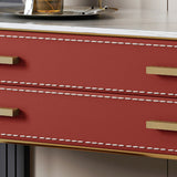 Luxurious Vanity Set 2 Storage Drawers with Mirror & Padded Stool in Red