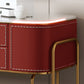 Luxurious Vanity Set 2 Storage Drawers with Mirror & Padded Stool in Red