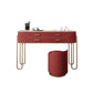 Luxurious Vanity Set 2 Storage Drawers with Mirror & Padded Stool in Red