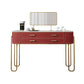 Luxurious Vanity Set 2 Storage Drawers with Mirror & Padded Stool in Red
