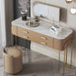2 Storage Drawers Mirrored Vanity Set Genuine Leather Make-up Vanity