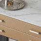 2 Storage Drawers Mirrored Vanity Set Genuine Leather Make-up Vanity