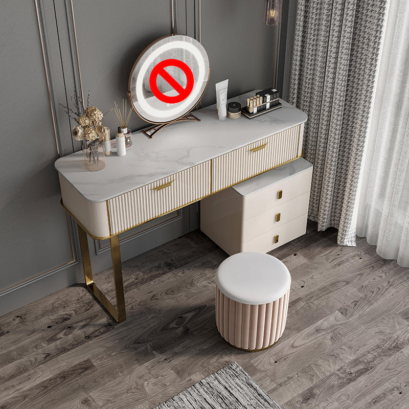 2/5-DRAWER-VALITY Make-up-Tisch-Set Metall-Schminktisch in Beige