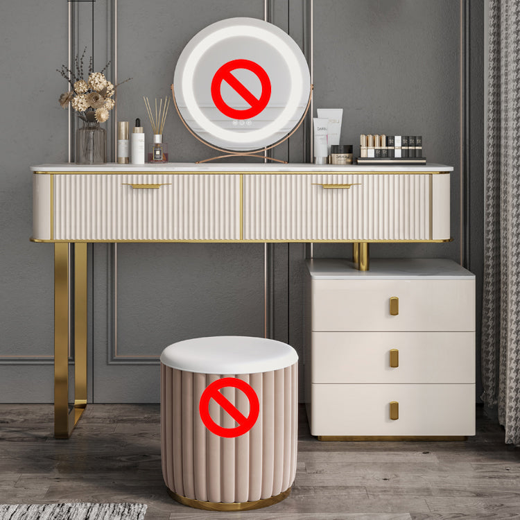 2/5-DRAWER-VALITY Make-up-Tisch-Set Metall-Schminktisch in Beige