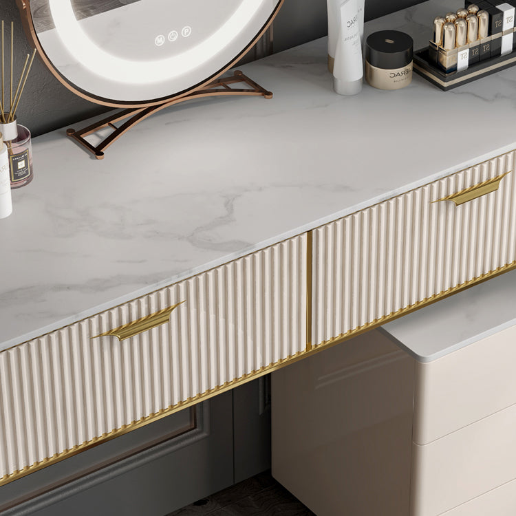 2/5-DRAWER-VALITY Make-up-Tisch-Set Metall-Schminktisch in Beige