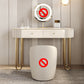 Beige Vanity Metal Makeup Dressing Table Stool Set in Glossy Finish Makeup Vanity 39"L x 16"W x 31"H Clearhalo 'Bedroom Furniture' 'furn' 'furn_makeup_vanities' 'Furniture' 'Makeup Vanities' 'makeup_vanities' 5689077