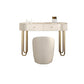 Beige Vanity Metal Makeup Dressing Table Stool Set in Glossy Finish Makeup Vanity & Stools 31"L x 16"W x 31"H Clearhalo 'Bedroom Furniture' 'furn' 'furn_makeup_vanities' 'Furniture' 'Makeup Vanities' 'makeup_vanities' 5689086
