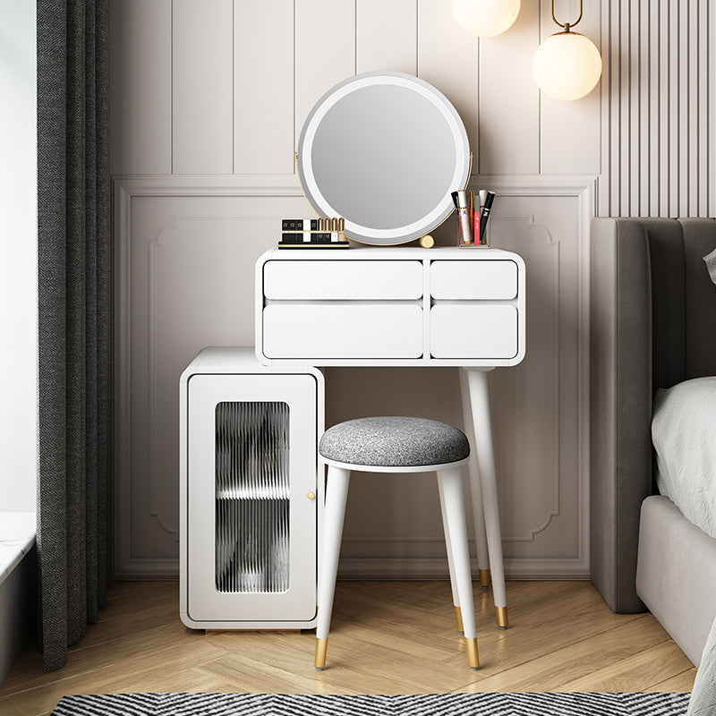 Engineered Wood Makeup Dressing Table Stool Set with 4 Drawers