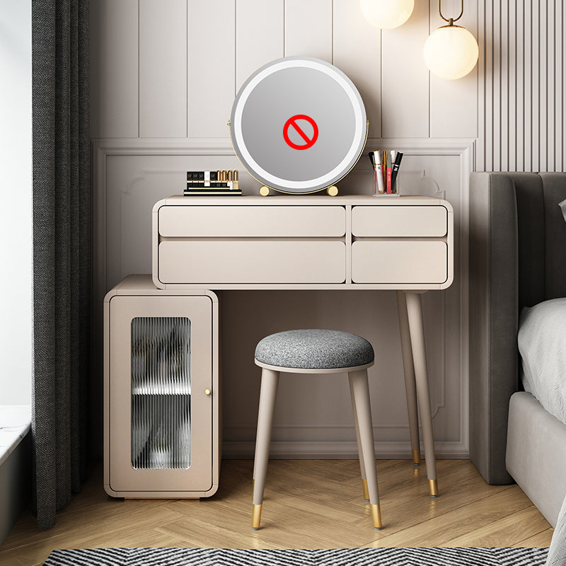 Engineered Wood Makeup Dressing Table Stool Set with 4 Drawers