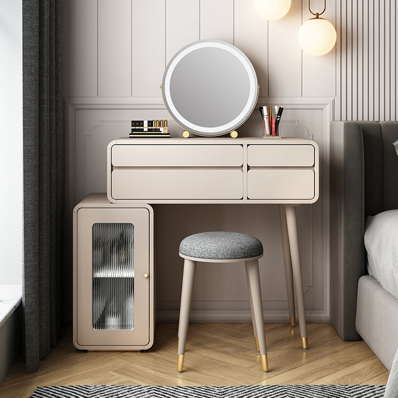 Engineered Wood Makeup Dressing Table Stool Set with 4 Drawers