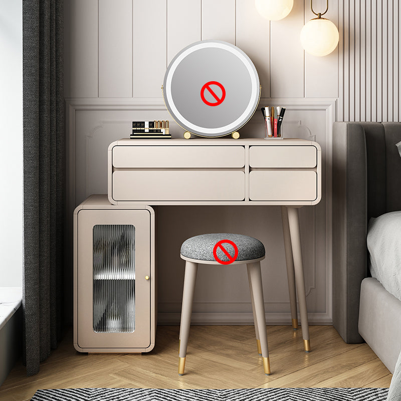 Engineered Wood Makeup Dressing Table Stool Set with 4 Drawers