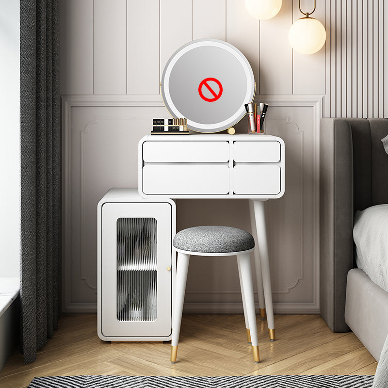 Engineered Wood Makeup Dressing Table Stool Set with 4 Drawers