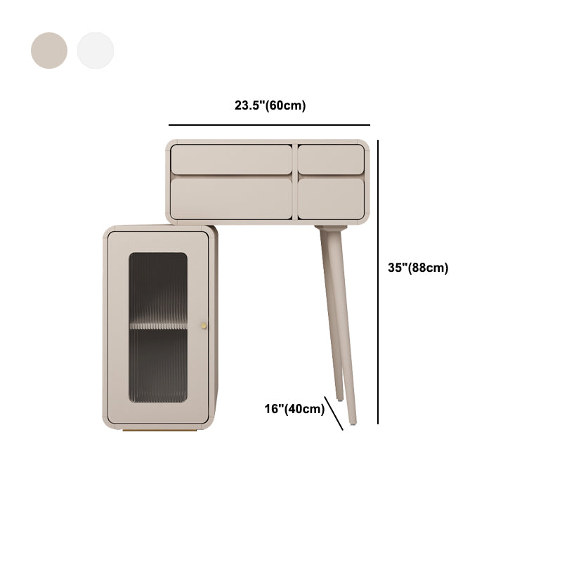 Engineered Wood Makeup Dressing Table Stool Set with 4 Drawers