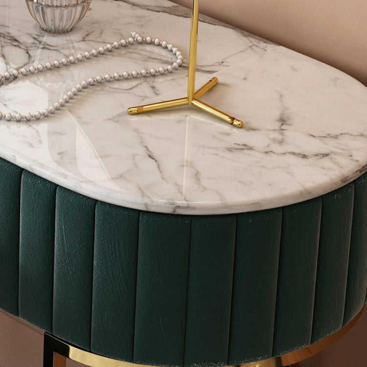 Metal Mirrored Vanity Desk with 1 Drawer Marble Top Dressing Table