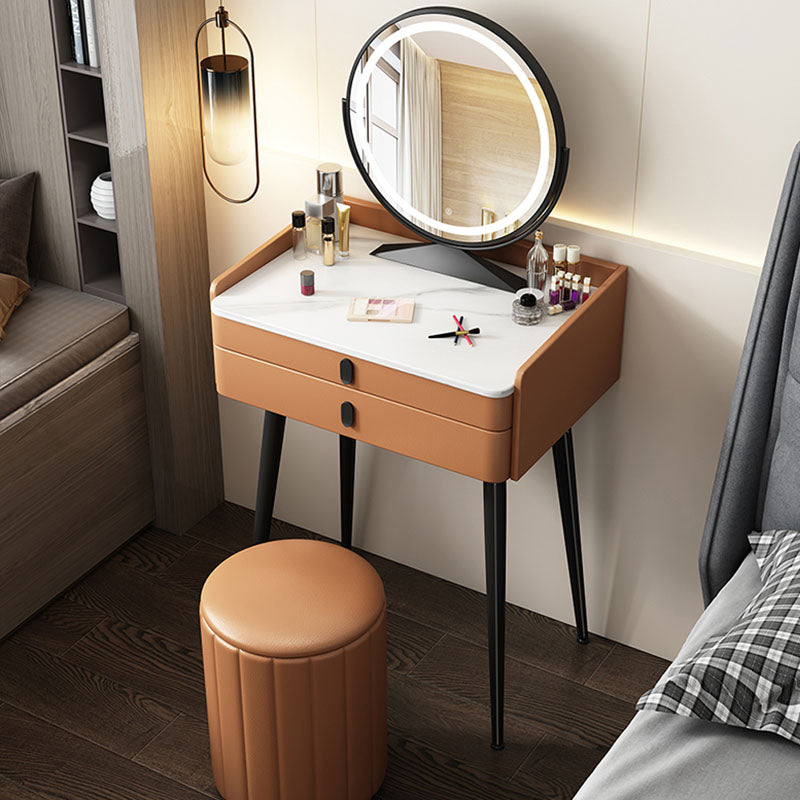 Luxe ijdelheid 2 opbergladen met gewatteerde stenen stenen top dressoir