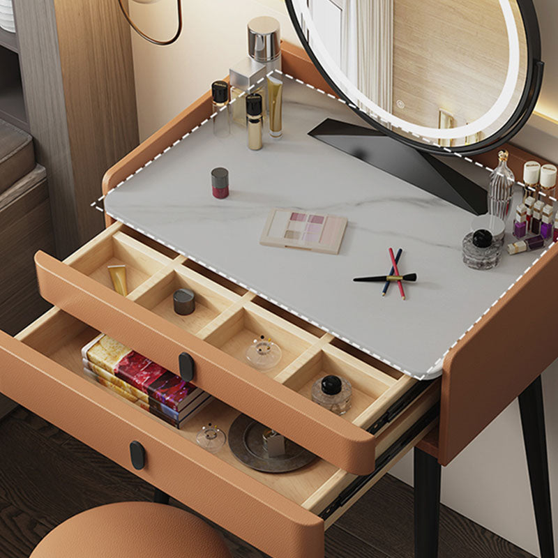 Luxe ijdelheid 2 opbergladen met gewatteerde stenen stenen top dressoir