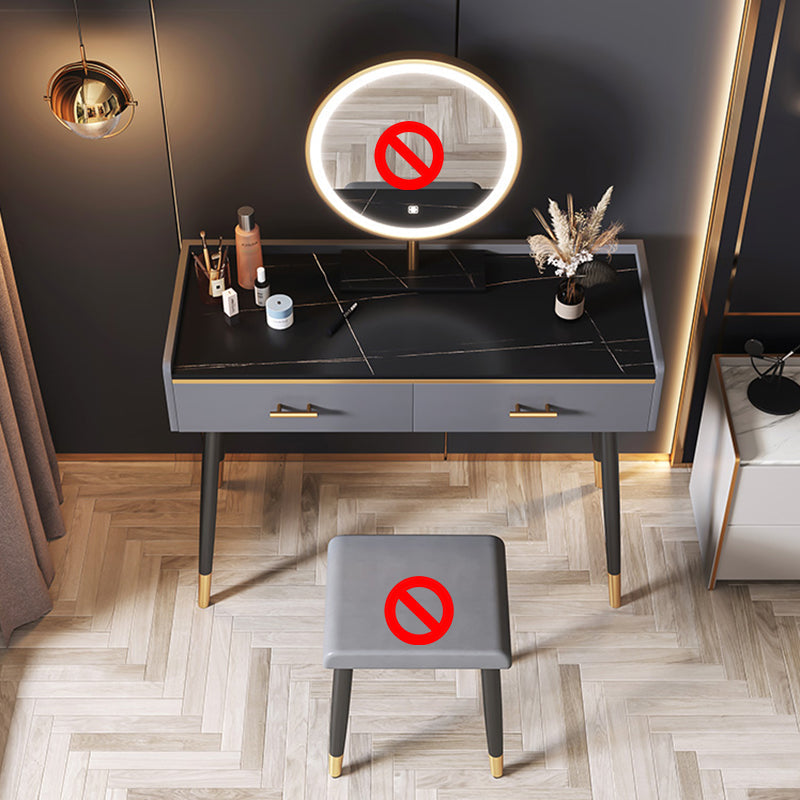 Grey Vanity Bedroom Stone Top Make-up Vanity with Storage Drawers