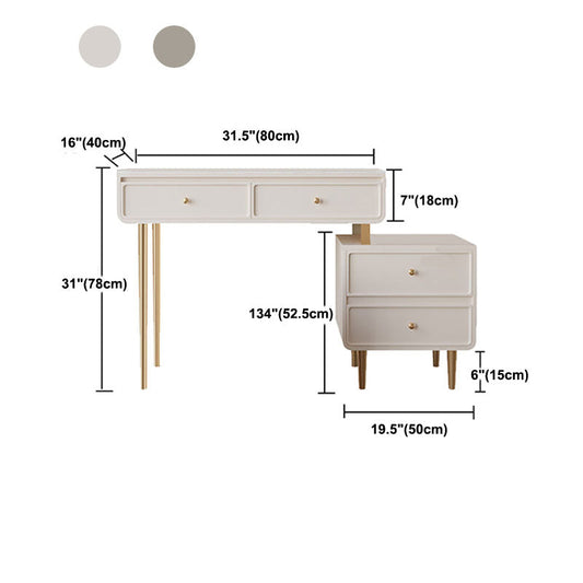 Holz und Stein mit Schubladen Eitelkeitstisch im weißen/grauen Make -up -Schreibtisch