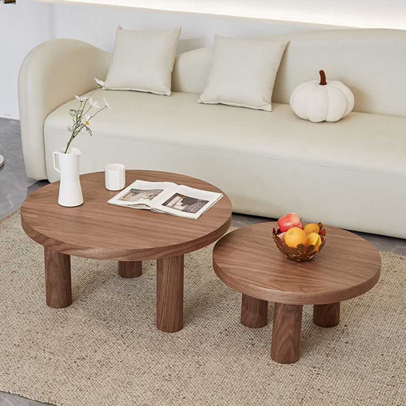 Scandinavian 3 Legs Coffee Table Round Wooden Coffee Table Set for Home Clearhalo 'Coffee & Accent Tables' 'Coffee Tables' 'coffee_tables' 'furn' 'furn_coffee_tables' 'Furniture' 'Living Room Furniture' 5689699