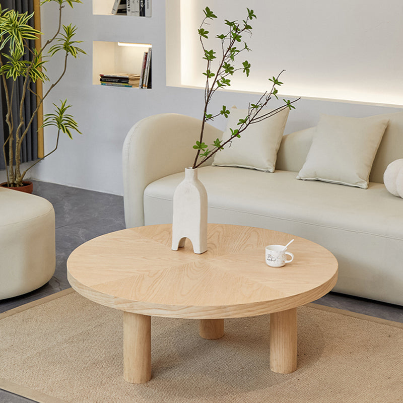 Scandinavian 3 Legs Coffee Table Round Wooden Coffee Table Set for Home 39.5"L x 39.5"W x 16"H Natural Clearhalo 'Coffee & Accent Tables' 'Coffee Tables' 'coffee_tables' 'furn' 'furn_coffee_tables' 'Furniture' 'Living Room Furniture' 5689700