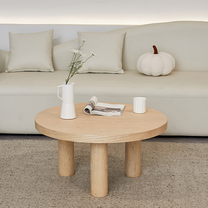 Scandinavian 3 Legs Coffee Table Round Wooden Coffee Table Set for Home 24"L x 24"W x 16"H Natural Clearhalo 'Coffee & Accent Tables' 'Coffee Tables' 'coffee_tables' 'furn' 'furn_coffee_tables' 'Furniture' 'Living Room Furniture' 5689708