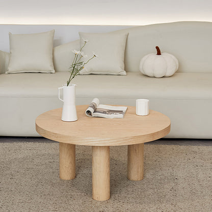 Scandinavian 3 Legs Coffee Table Round Wooden Coffee Table Set for Home 24"L x 24"W x 16"H Natural Clearhalo 'Coffee & Accent Tables' 'Coffee Tables' 'coffee_tables' 'furn' 'furn_coffee_tables' 'Furniture' 'Living Room Furniture' 5689708