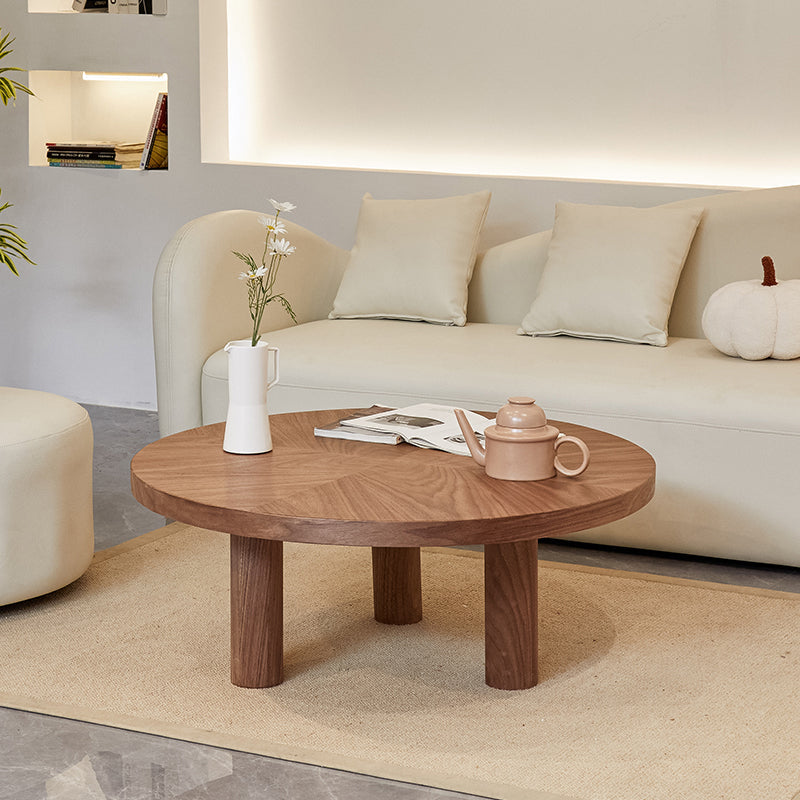 Scandinavian 3 Legs Coffee Table Round Wooden Coffee Table Set for Home 28"L x 28"W x 16"H Walnut Clearhalo 'Coffee & Accent Tables' 'Coffee Tables' 'coffee_tables' 'furn' 'furn_coffee_tables' 'Furniture' 'Living Room Furniture' 5689709