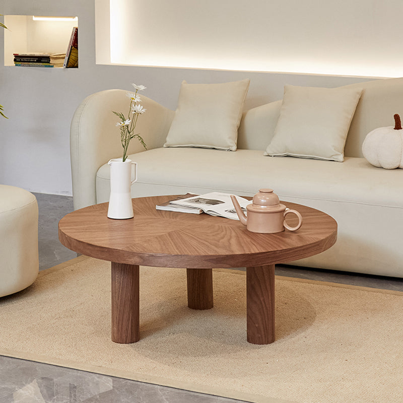 Scandinavian 3 Legs Coffee Table Round Wooden Coffee Table Set for Home 31.5"L x 31.5"W x 16"H Walnut Clearhalo 'Coffee & Accent Tables' 'Coffee Tables' 'coffee_tables' 'furn' 'furn_coffee_tables' 'Furniture' 'Living Room Furniture' 5689711
