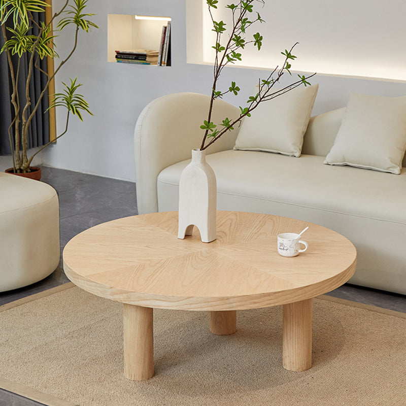 Scandinavian 3 Legs Coffee Table Round Wooden Coffee Table Set for Home 35.5"L x 35.5"W x 16"H Natural Clearhalo 'Coffee & Accent Tables' 'Coffee Tables' 'coffee_tables' 'furn' 'furn_coffee_tables' 'Furniture' 'Living Room Furniture' 5689718