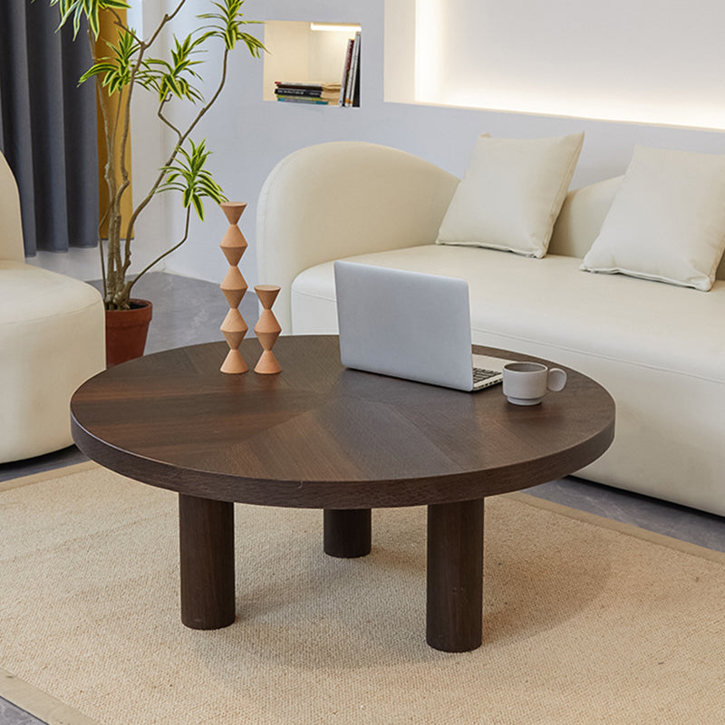 Scandinavian 3 Legs Coffee Table Round Wooden Coffee Table Set for Home 28"L x 28"W x 16"H Cherry Wood Clearhalo 'Coffee & Accent Tables' 'Coffee Tables' 'coffee_tables' 'furn' 'furn_coffee_tables' 'Furniture' 'Living Room Furniture' 5689719