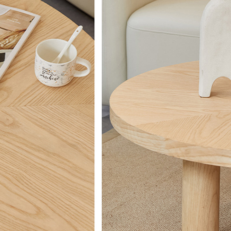 Scandinavian 3 Legs Coffee Table Round Wooden Coffee Table Set for Home Clearhalo 'Coffee & Accent Tables' 'Coffee Tables' 'coffee_tables' 'furn' 'furn_coffee_tables' 'Furniture' 'Living Room Furniture' 5689720