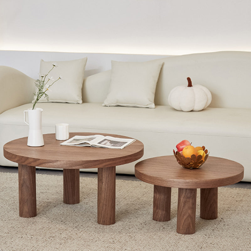 Scandinavian 3 Legs Coffee Table Round Wooden Coffee Table Set for Home Clearhalo 'Coffee & Accent Tables' 'Coffee Tables' 'coffee_tables' 'furn' 'furn_coffee_tables' 'Furniture' 'Living Room Furniture' 5689721