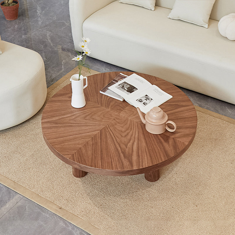 Scandinavian 3 Legs Coffee Table Round Wooden Coffee Table Set for Home 39.5"L x 39.5"W x 16"H Walnut Clearhalo 'Coffee & Accent Tables' 'Coffee Tables' 'coffee_tables' 'furn' 'furn_coffee_tables' 'Furniture' 'Living Room Furniture' 5689726