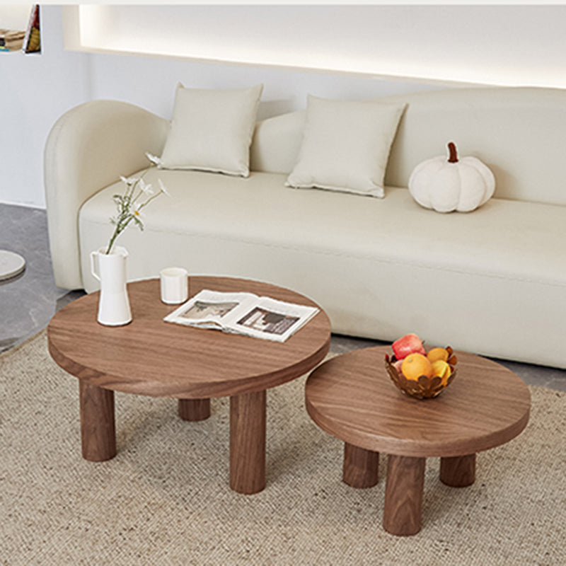 Scandinavian 3 Legs Coffee Table Round Wooden Coffee Table Set for Home Clearhalo 'Coffee & Accent Tables' 'Coffee Tables' 'coffee_tables' 'furn' 'furn_coffee_tables' 'Furniture' 'Living Room Furniture' 5689727