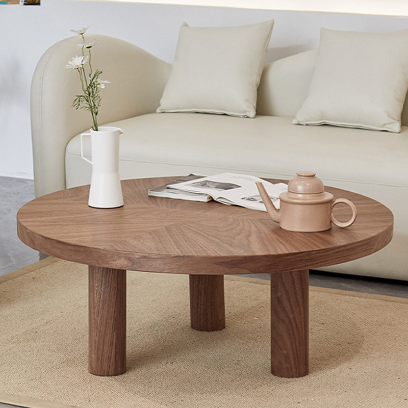 Scandinavian 3 Legs Coffee Table Round Wooden Coffee Table Set for Home 24"L x 24"W x 16"H Walnut Clearhalo 'Coffee & Accent Tables' 'Coffee Tables' 'coffee_tables' 'furn' 'furn_coffee_tables' 'Furniture' 'Living Room Furniture' 5689728