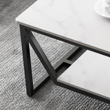 Slate Minimalist Coffee Table Trestle Coffee Table with Storage