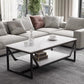 Slate Minimalist Coffee Table Trestle Coffee Table with Storage