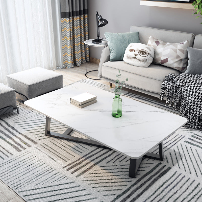 スレートコーヒーテーブル長方形のオープンシェルフミニマリストコーヒーテーブル