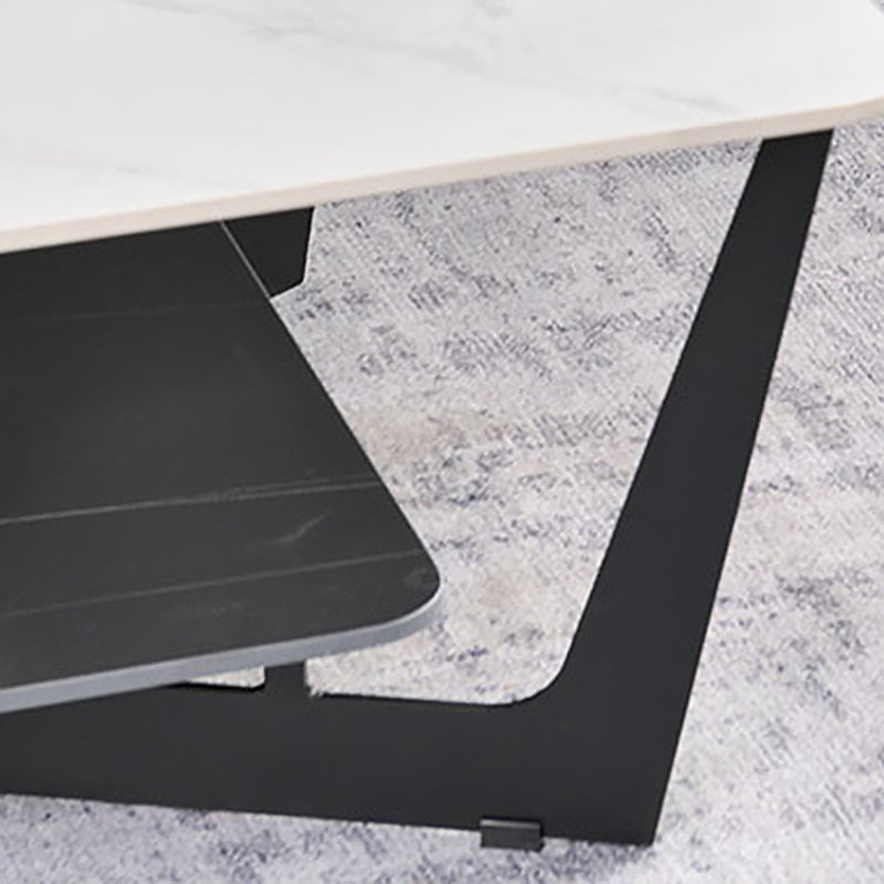 Rechteckiger Couchtisch aus Schiefer, minimalistischer Couchtisch mit offenem Regal
