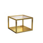 Minimalist Glass Top Coffee Table Round Open Shelf Cocktail Table Gold Clearhalo 'Coffee & Accent Tables' 'Coffee Tables' 'coffee_tables' 'furn' 'furn_coffee_tables' 'Furniture' 'Living Room Furniture' 5689979