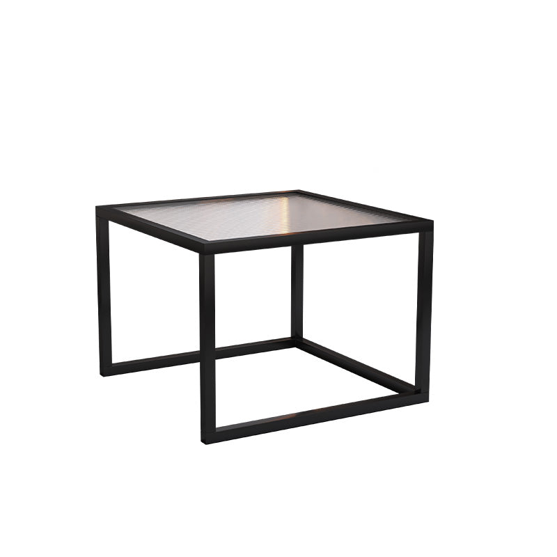 Minimalist Glass Top Coffee Table Round Open Shelf Cocktail Table Black Clearhalo 'Coffee & Accent Tables' 'Coffee Tables' 'coffee_tables' 'furn' 'furn_coffee_tables' 'Furniture' 'Living Room Furniture' 5689980