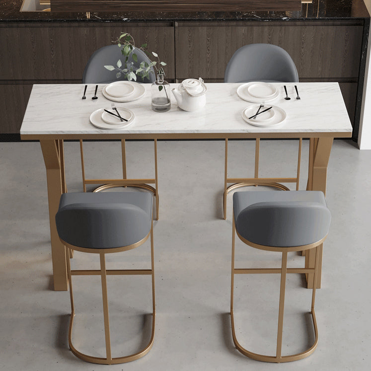 Sintered Stone Bar Table Set 1/2/5 Pieces Indoor White Bar Table with Low Back Bar Stools Clearhalo 'Bar Furniture' 'furn' 'furn_home_bar_bar_sets' 'Furniture' 'Home Bars & Bar Sets' 'home_bar_bar_sets' 'Kitchen & Dining Furniture' 5690273