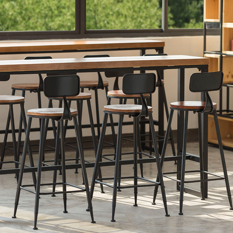 Industrial Wooden Bar Table Set 1/2/4/5 Pieces Rectangle Bar Table and Backless Bar Stools Clearhalo 'Bar Furniture' 'furn' 'furn_home_bar_bar_sets' 'Furniture' 'Home Bars & Bar Sets' 'home_bar_bar_sets' 'Kitchen & Dining Furniture' 5690301