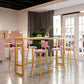 Rectangle Bar Table and Stools 1/4/7 Pieces Sintered Stone Bar Table with Low Back Stools 7 Pieces: Table, 6 Pink Stools Clearhalo 'Bar Furniture' 'furn' 'furn_home_bar_bar_sets' 'Furniture' 'Home Bars & Bar Sets' 'home_bar_bar_sets' 'Kitchen & Dining Furniture' 5690322