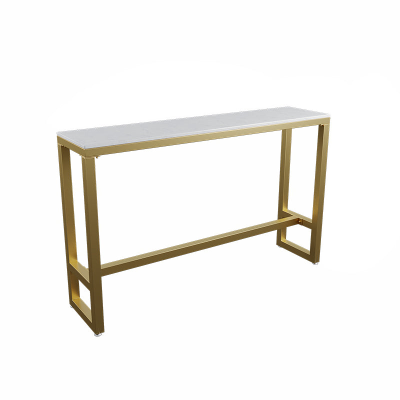 Rectangle Bar Table and Stools 1/4/7 Pieces Sintered Stone Bar Table with Low Back Stools White 102"L x 16"W Clearhalo 'Bar Furniture' 'furn' 'furn_home_bar_bar_sets' 'Furniture' 'Home Bars & Bar Sets' 'home_bar_bar_sets' 'Kitchen & Dining Furniture' 5690324