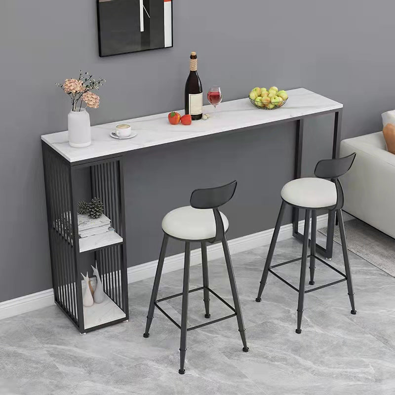 1/2/3 Pieces Bar Table Set Modern Rectangle Sintered Stone Bar Table with Low Back Stools Clearhalo 'Bar Furniture' 'furn' 'furn_home_bar_bar_sets' 'Furniture' 'Home Bars & Bar Sets' 'home_bar_bar_sets' 'Kitchen & Dining Furniture' 5690387