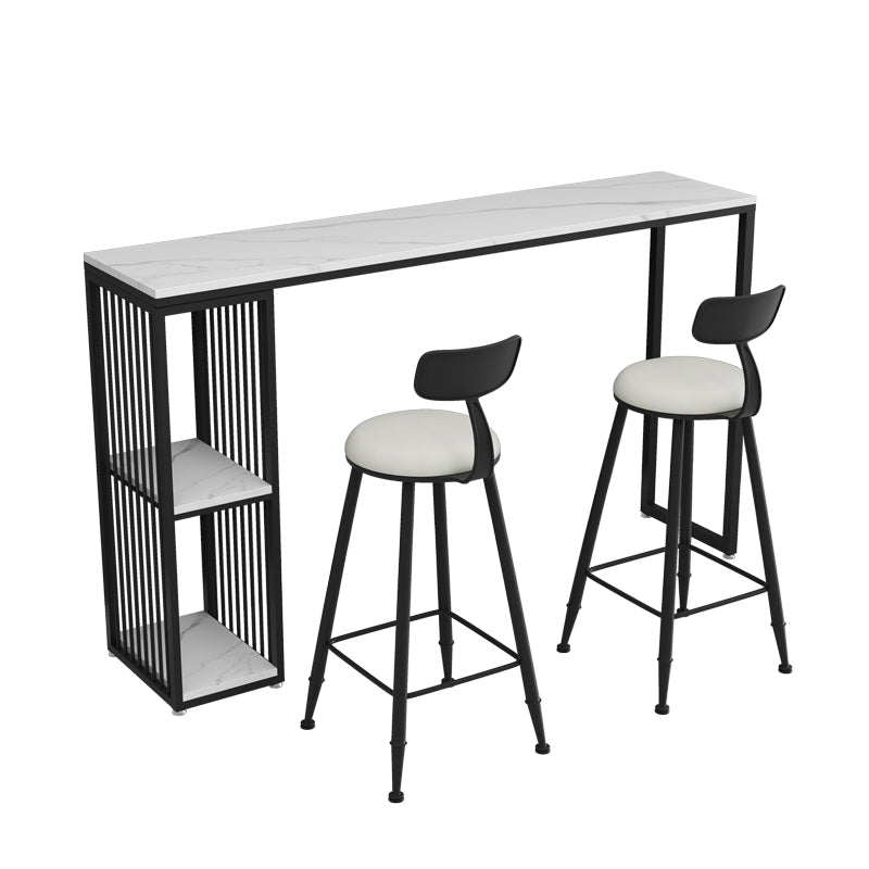 1/2/3 Pieces Bar Table Set Modern Rectangle Sintered Stone Bar Table with Low Back Stools 3 Pieces: Table, 2 Black Stools Clearhalo 'Bar Furniture' 'furn' 'furn_home_bar_bar_sets' 'Furniture' 'Home Bars & Bar Sets' 'home_bar_bar_sets' 'Kitchen & Dining Furniture' 5690389