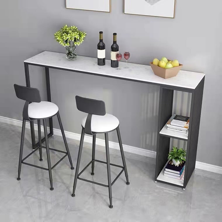 1/2/3 Pieces Bar Table Set Modern Rectangle Sintered Stone Bar Table with Low Back Stools Clearhalo 'Bar Furniture' 'furn' 'furn_home_bar_bar_sets' 'Furniture' 'Home Bars & Bar Sets' 'home_bar_bar_sets' 'Kitchen & Dining Furniture' 5690391