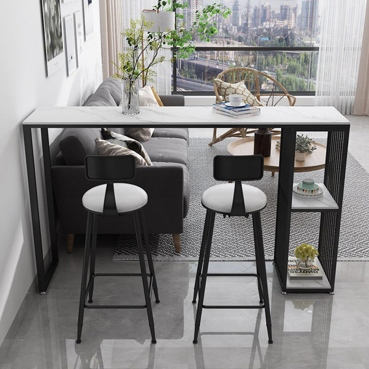 1/2/3 Pieces Bar Table Set Modern Rectangle Sintered Stone Bar Table with Low Back Stools Clearhalo 'Bar Furniture' 'furn' 'furn_home_bar_bar_sets' 'Furniture' 'Home Bars & Bar Sets' 'home_bar_bar_sets' 'Kitchen & Dining Furniture' 5690403