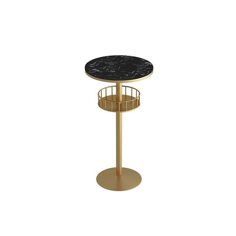 Glam Stone Bar Table Set 1/3 Pieces Round Counter Table for Indoor Black-Gold 22"L x 22"W Clearhalo 'Bar Furniture' 'furn' 'furn_home_bar_bar_sets' 'Furniture' 'Home Bars & Bar Sets' 'home_bar_bar_sets' 'Kitchen & Dining Furniture' 5690443